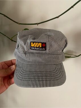 Vintage Via Rail Striped Conductor Cap